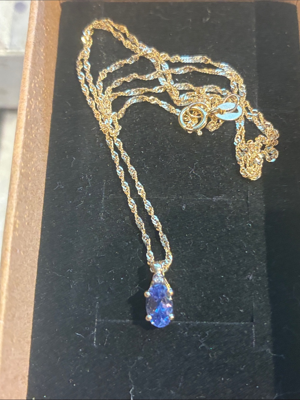 10K Gold Necklace with Blue Tanzanite 10K Pendant